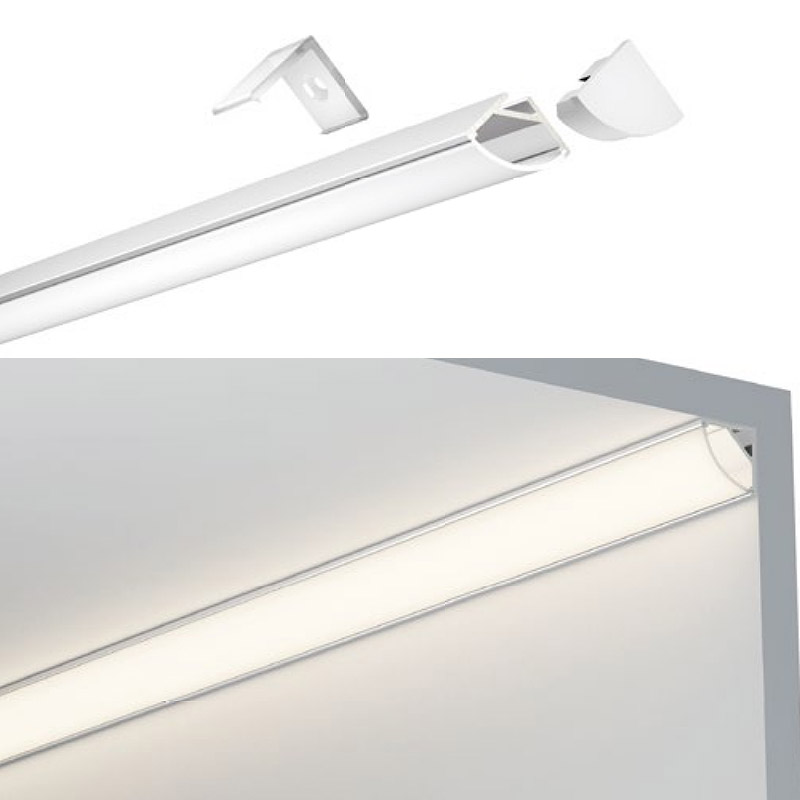1palcový rohový LED světelný pás hliníkový V kanál, 20 mm vnitřní 1palcový rohový LED světelný pás hliníkový V kanál, 20 mm vnitřní