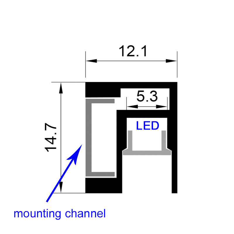 Tenký LED profil pro povrchovou montáž na stěnu pro 5mm pásková světla Tenký LED profil pro povrchovou montáž na stěnu pro 5mm pásková světla