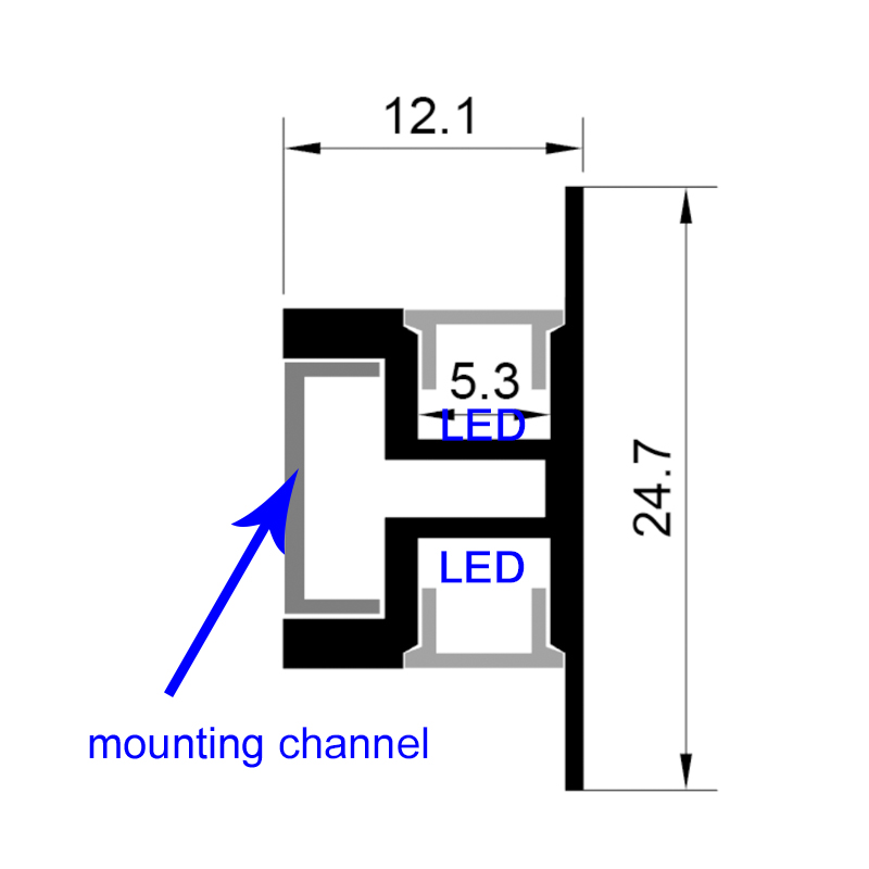 Lineární nástěnný světelný kanál nahoru a dolů pro 5mm LED pásky Lineární nástěnný světelný kanál nahoru a dolů pro 5mm LED pásky