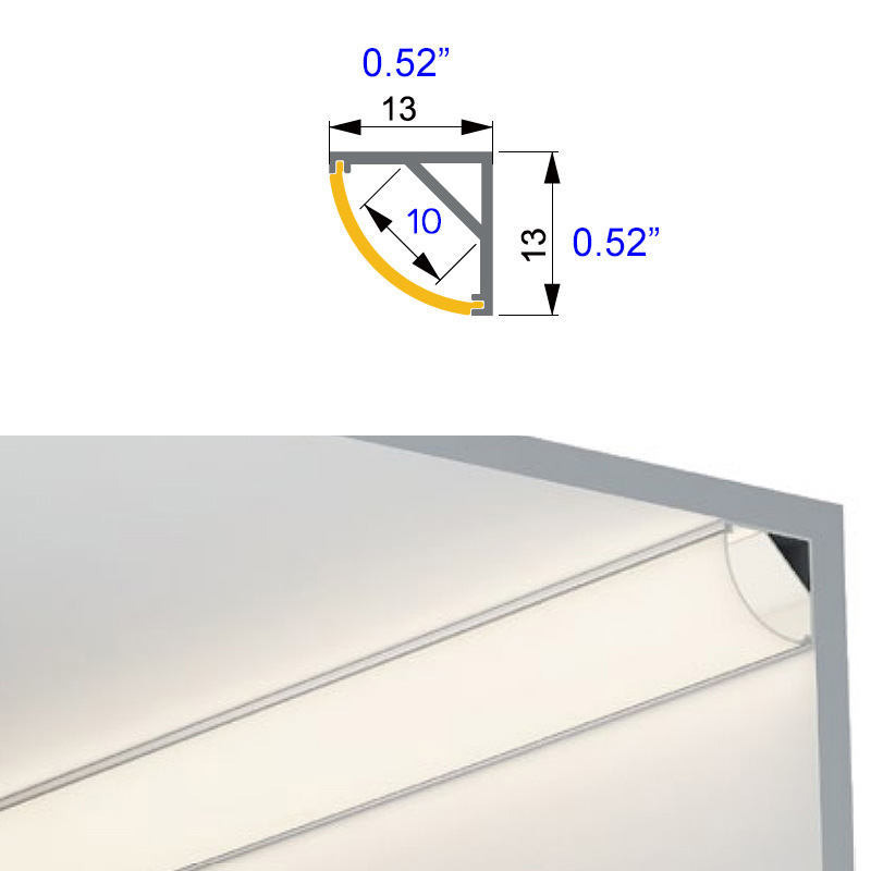 13mm široký malý rohový LED páskový kanál pro 8mm pásku 13mm široký malý rohový LED páskový kanál pro 8mm pásku