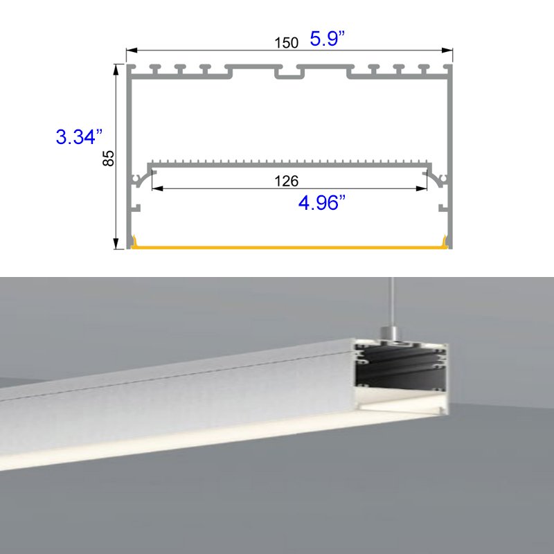 150mmx85mm Linear Pendant Extra Wide LED Aluminum Channel