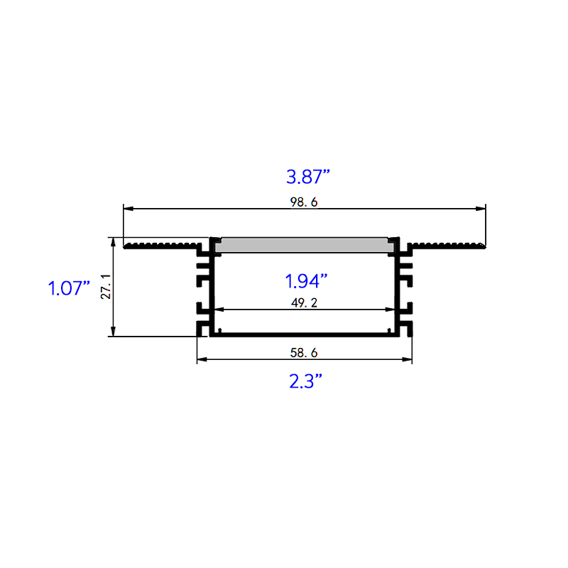 2 Inch Wide Light Large Plaster In LED Strip Channel