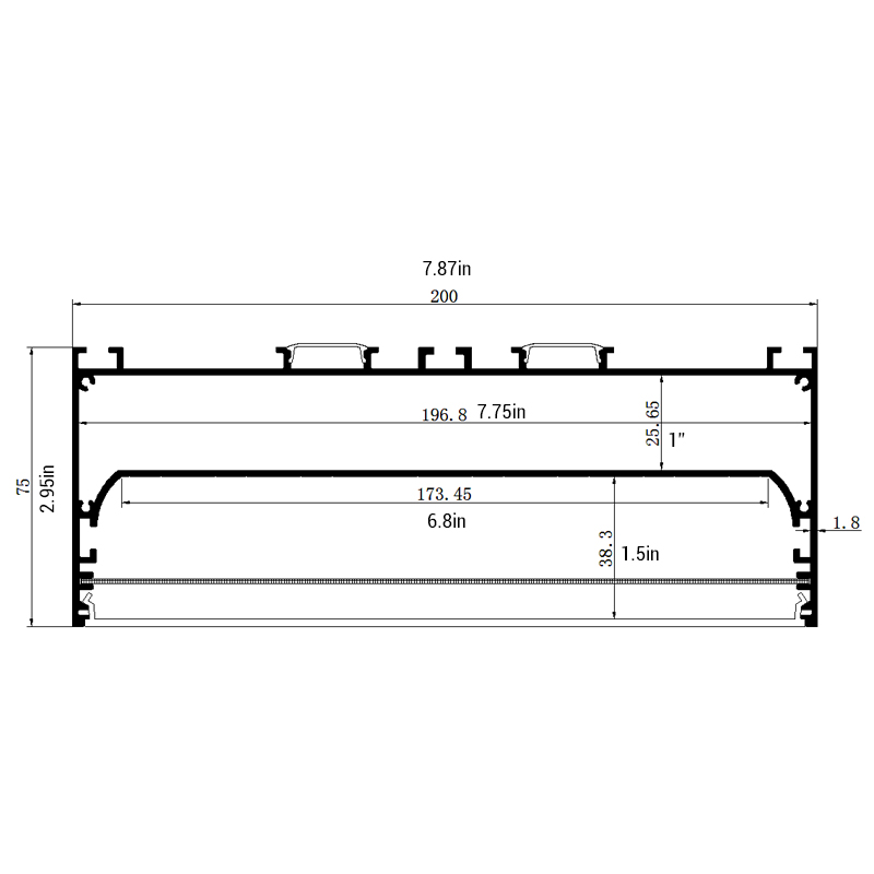 200mm 7.87In Wide Large Linear Pendant Lighting LED Channel