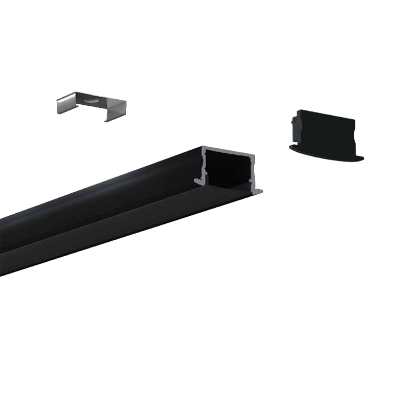 Zapuštěný černý LED páskový difuzor pro 20mm dvouřadé LED páskové světlo Zapuštěný černý LED páskový difuzor pro 20mm dvouřadé LED páskové světlo