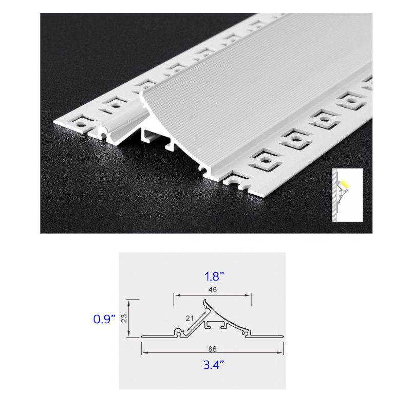 Einputz-Kronenform-LED-Beleuchtungsprofil für 15-mm-Streifen Einputz-Kronenform-LED-Beleuchtungsprofil für 15-mm-Streifen