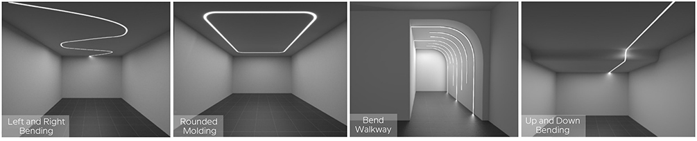 Aplikace 3D plně ohýbacího LED hliníkového kanálu
