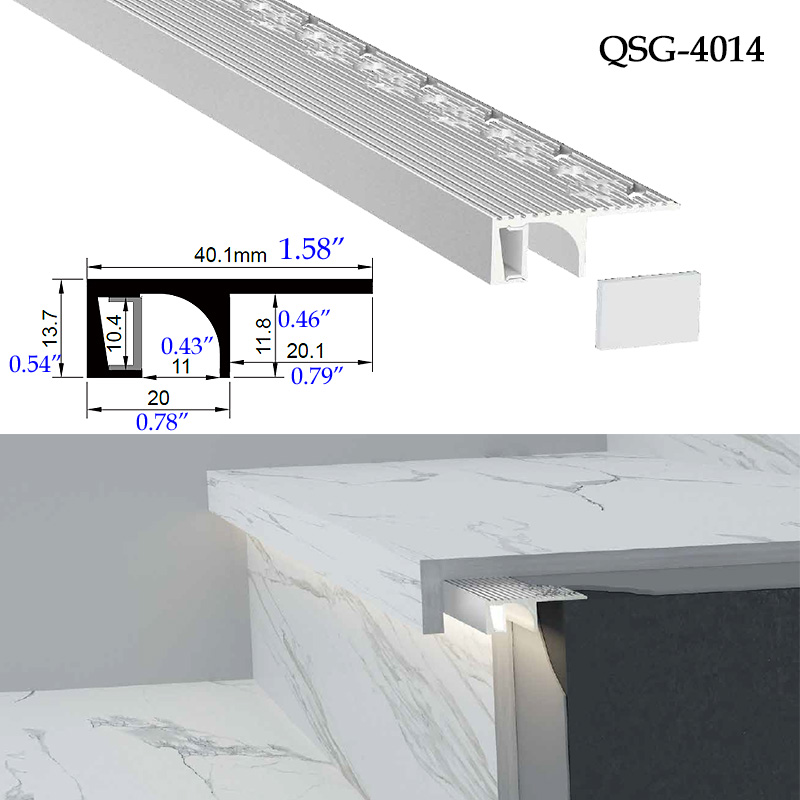 Schodišťový LED profil s bočním lemem pro 10mm pásová světla Schodišťový LED profil s bočním lemem pro 10mm pásová světla