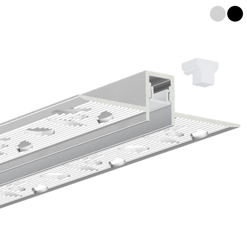 Schlanker, blendfreier LED-Kanal zum Einputzen für 5-mm-Streifenlichter