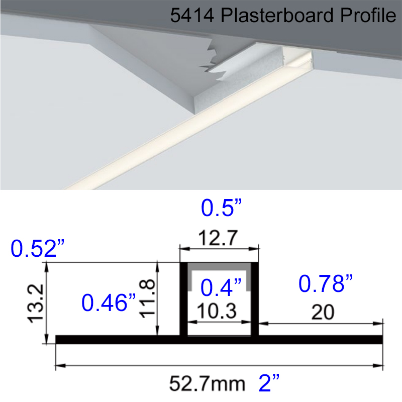 Plasterboard LED Channel For 10mm Strip Lights