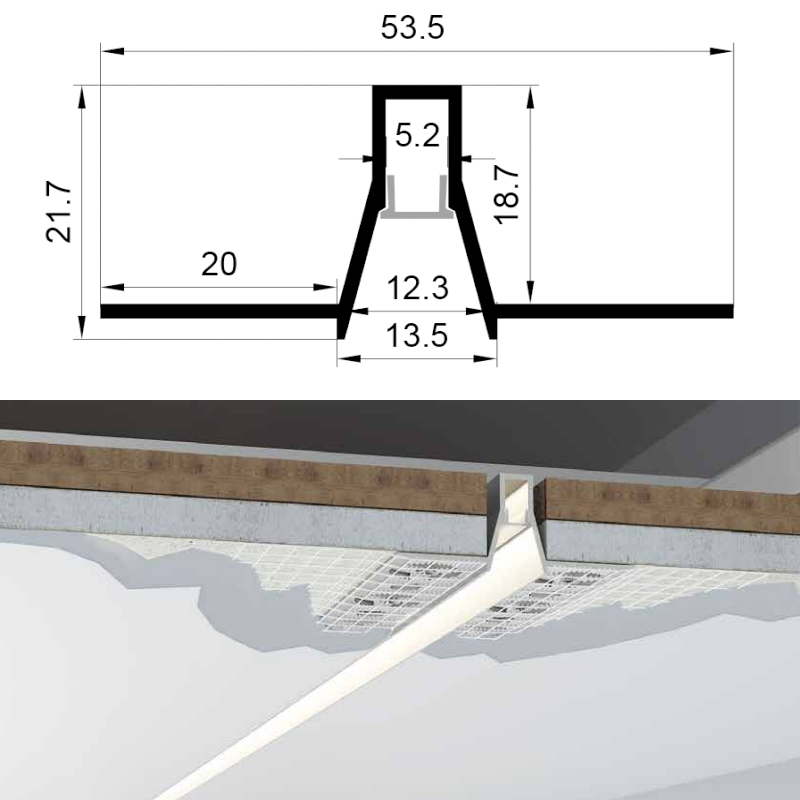 Anti Glare Plaster In LED Aluminum Channel For 5mm Strip Lights