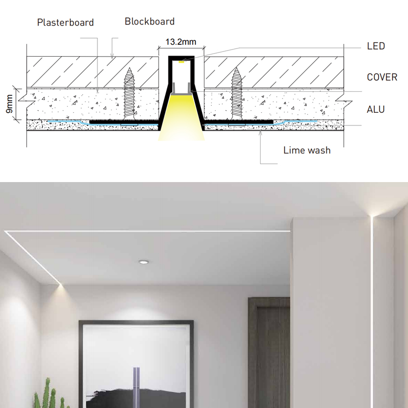 Anti Glare Plaster In LED Aluminum Channel For 5mm Strip Lights