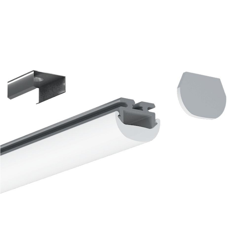 60°-LED-Diffusorkanal aus Aluminium mit klarer Linse für 12-mm-5050-LED-Lichtbänder 60°-LED-Diffusorkanal aus Aluminium mit klarer Linse für 12-mm-5050-LED-Lichtbänder
