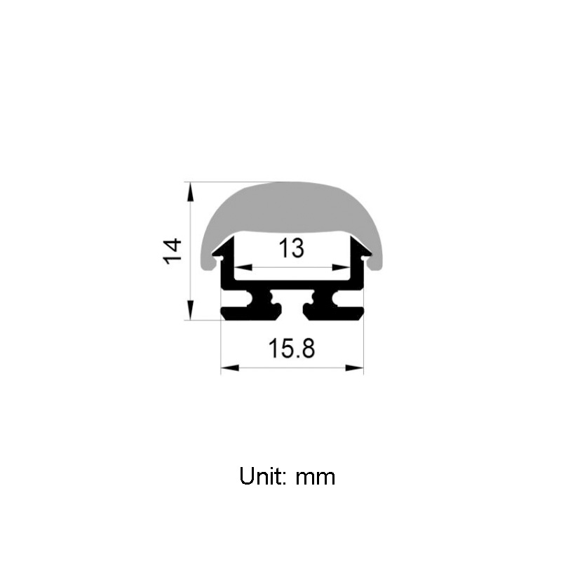 60°-LED-Diffusorkanal aus Aluminium mit klarer Linse für 12-mm-5050-LED-Lichtbänder 60°-LED-Diffusorkanal aus Aluminium mit klarer Linse für 12-mm-5050-LED-Lichtbänder