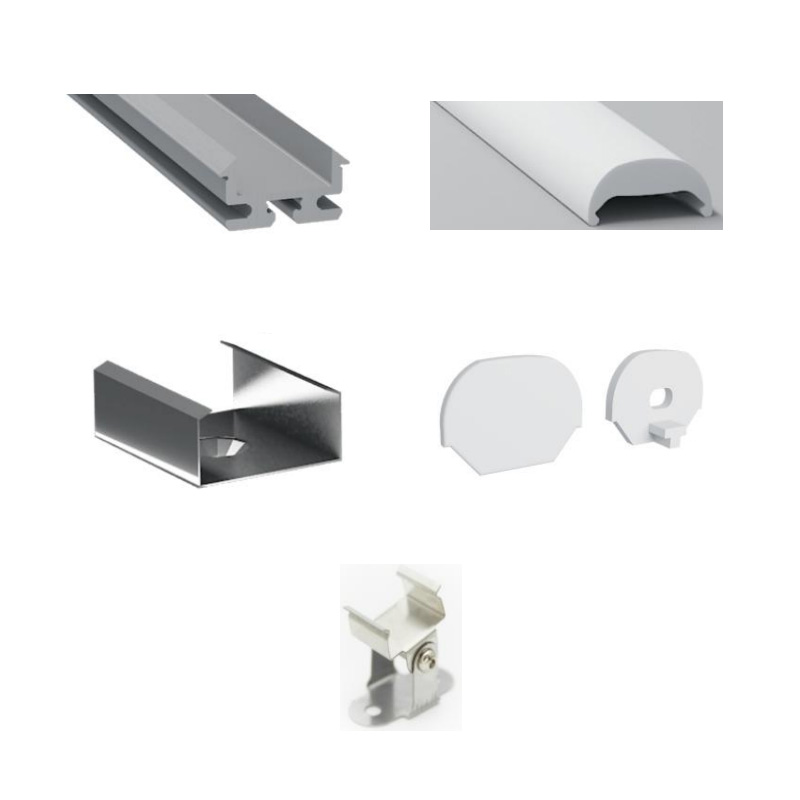 60°-LED-Diffusorkanal aus Aluminium mit klarer Linse für 12-mm-5050-LED-Lichtbänder 60°-LED-Diffusorkanal aus Aluminium mit klarer Linse für 12-mm-5050-LED-Lichtbänder