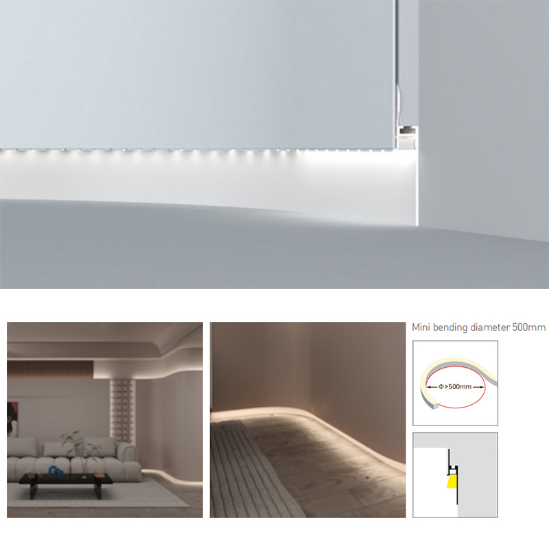 LR Series Curved Baseboard Lighting LED Channel - For 8mm S Strip