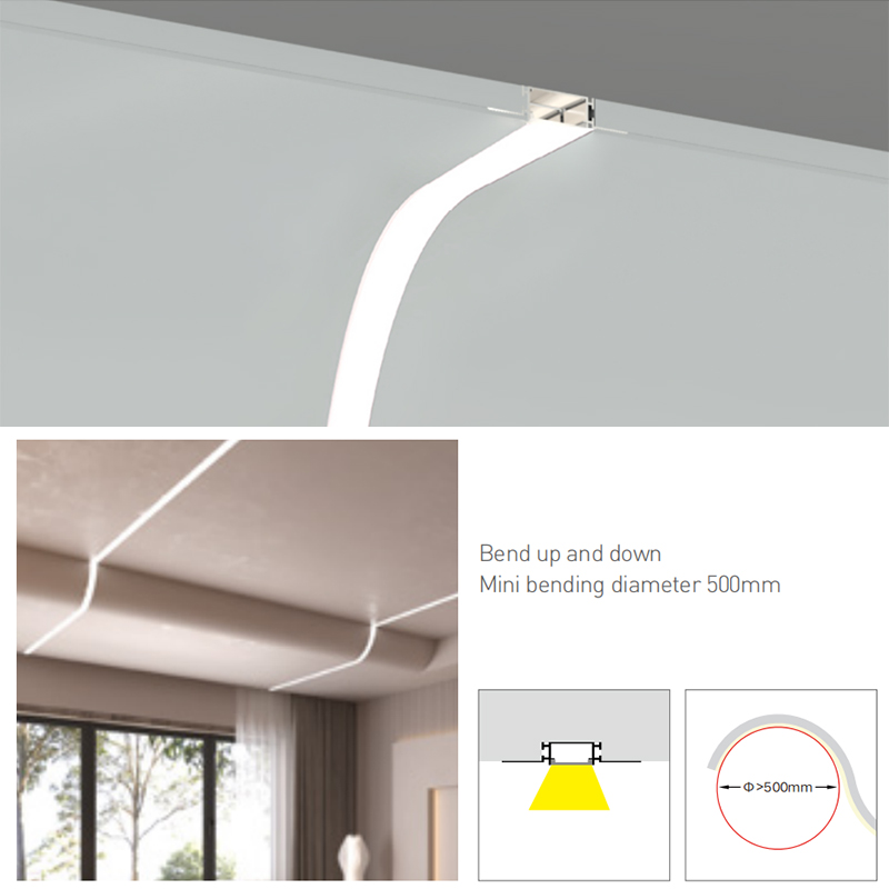 UD Series Trimless Bendable LED Tape Profile - 33mm Light