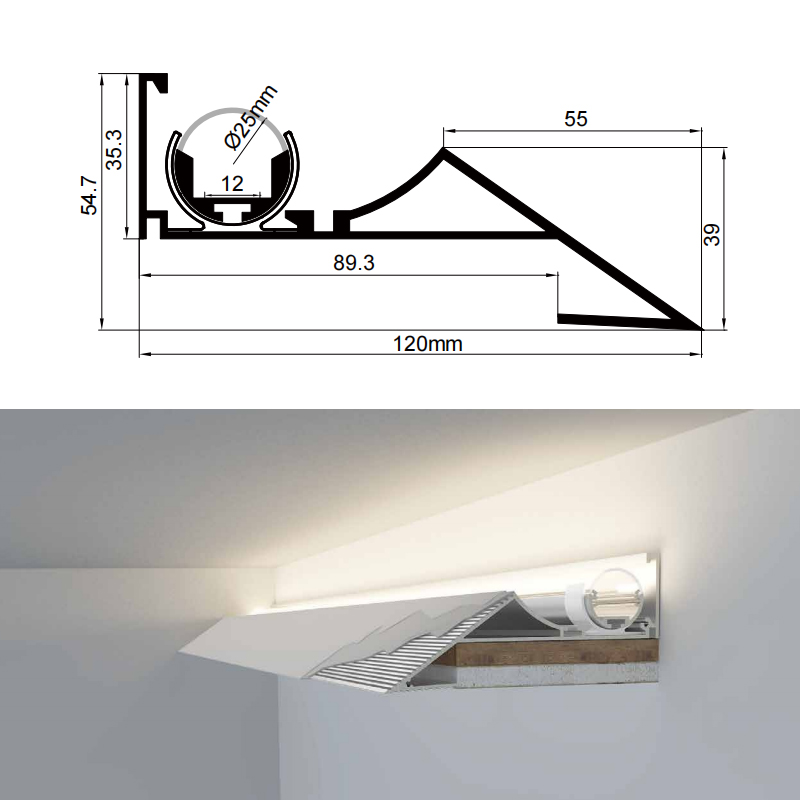 Adjustable Cove Ceiling Lighting LED Strip Channel