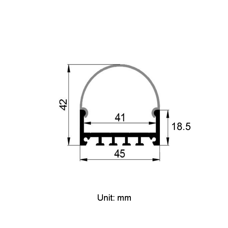 Aluminium-LED-Kanal-Hängeleuchte für 41-mm-LED-Streifen Aluminium-LED-Kanal-Hängeleuchte für 41-mm-LED-Streifen
