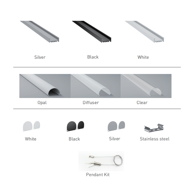 Aluminium-LED-Kanal-Hängeleuchte für 41-mm-LED-Streifen Aluminium-LED-Kanal-Hängeleuchte für 41-mm-LED-Streifen