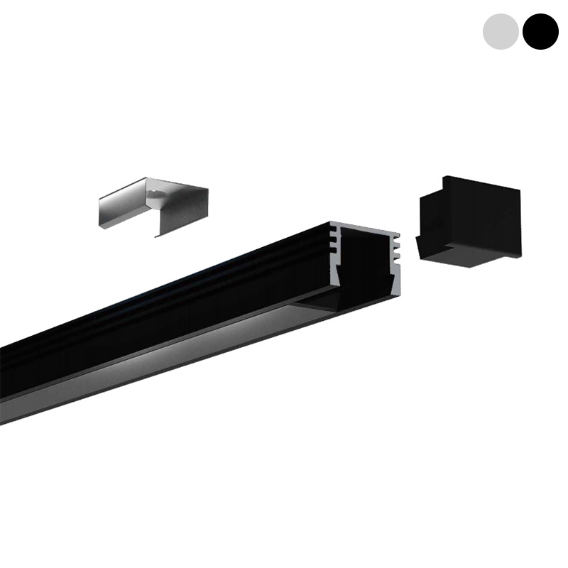 Černý hliníkový LED kanálový světelný difuzor pro 10mm COB LED pásek