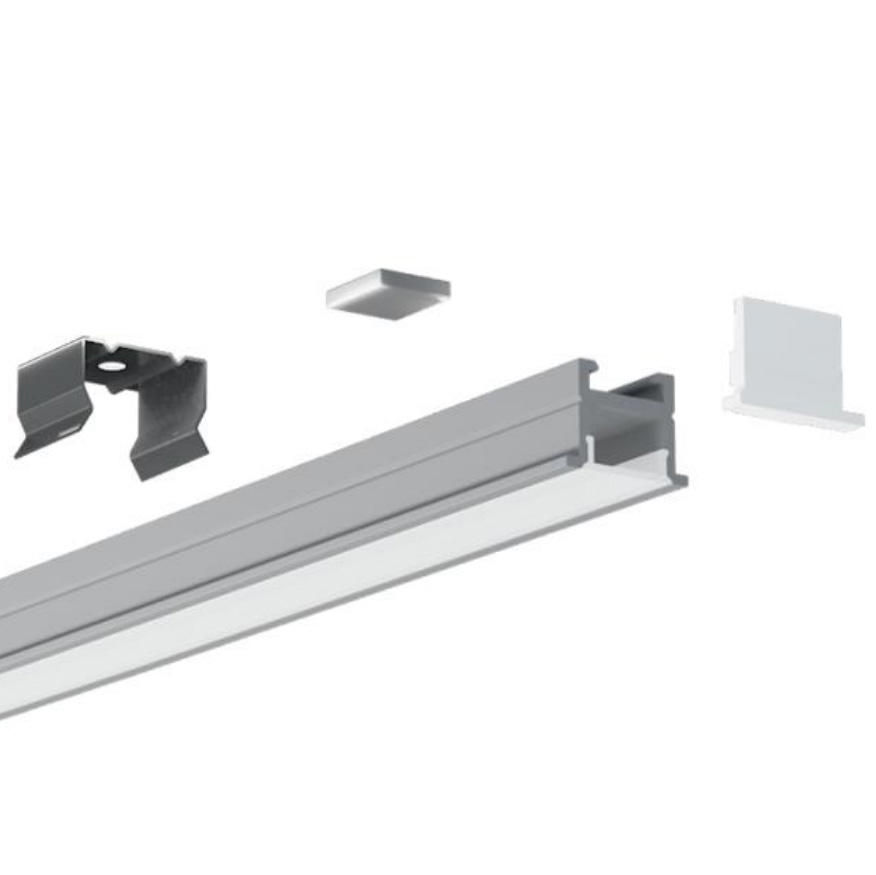 Aluminium-LED-Diffusorstreifen mit Flansch für 12-mm-Bandleuchten Aluminium-LED-Diffusorstreifen mit Flansch für 12-mm-Bandleuchten