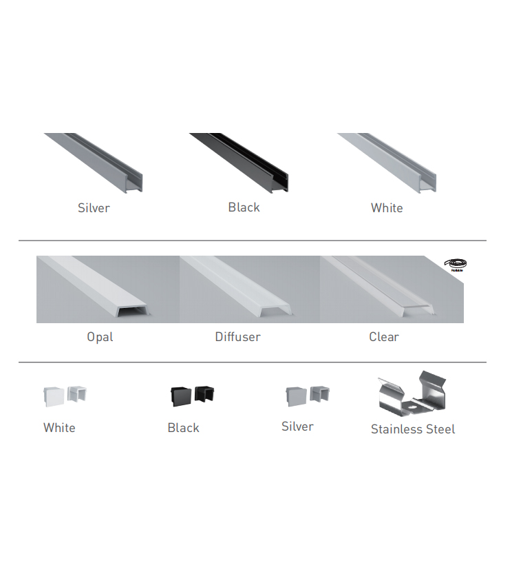 Aluminium-LED-Profil-Lichtdiffusor für 12-mm-LED-Lichtstreifen