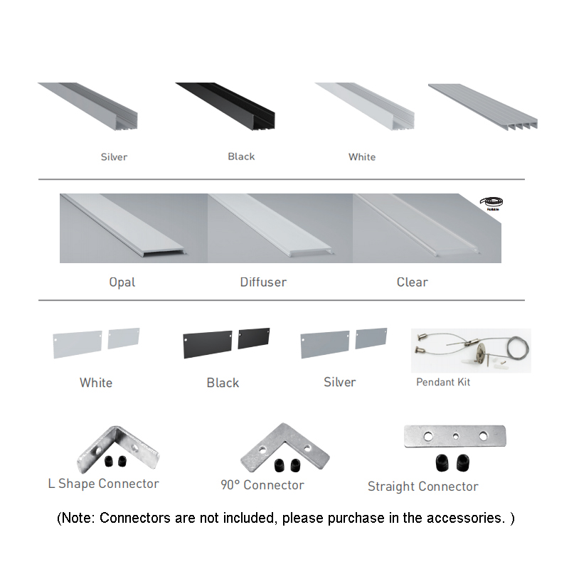 Aluminium-Montagekanal für LED-Streifen-Pendelbeleuchtung – Innenbreite 53 mm (2.09 Zoll) Aluminium-Montagekanal für LED-Streifen-Pendelbeleuchtung – Innenbreite 53 mm (2.09 Zoll)
