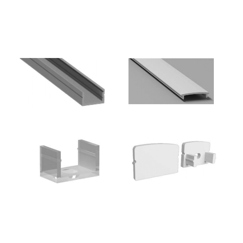 Aluminium-U-Kanal-LED-Streifendiffusor für 15 mm zweireihige CCT-LED-Lichtstreifen Aluminium-U-Kanal-LED-Streifendiffusor für 15 mm zweireihige CCT-LED-Lichtstreifen