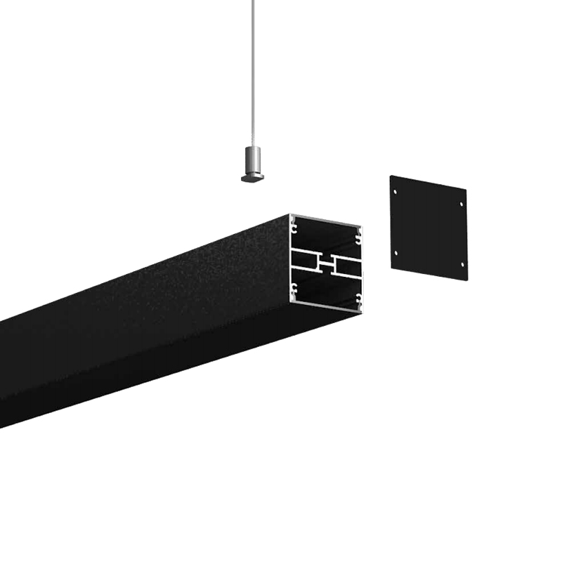 Černý eloxovaný hliníkový LED difuzor stropní kanál pro LED osvětlení