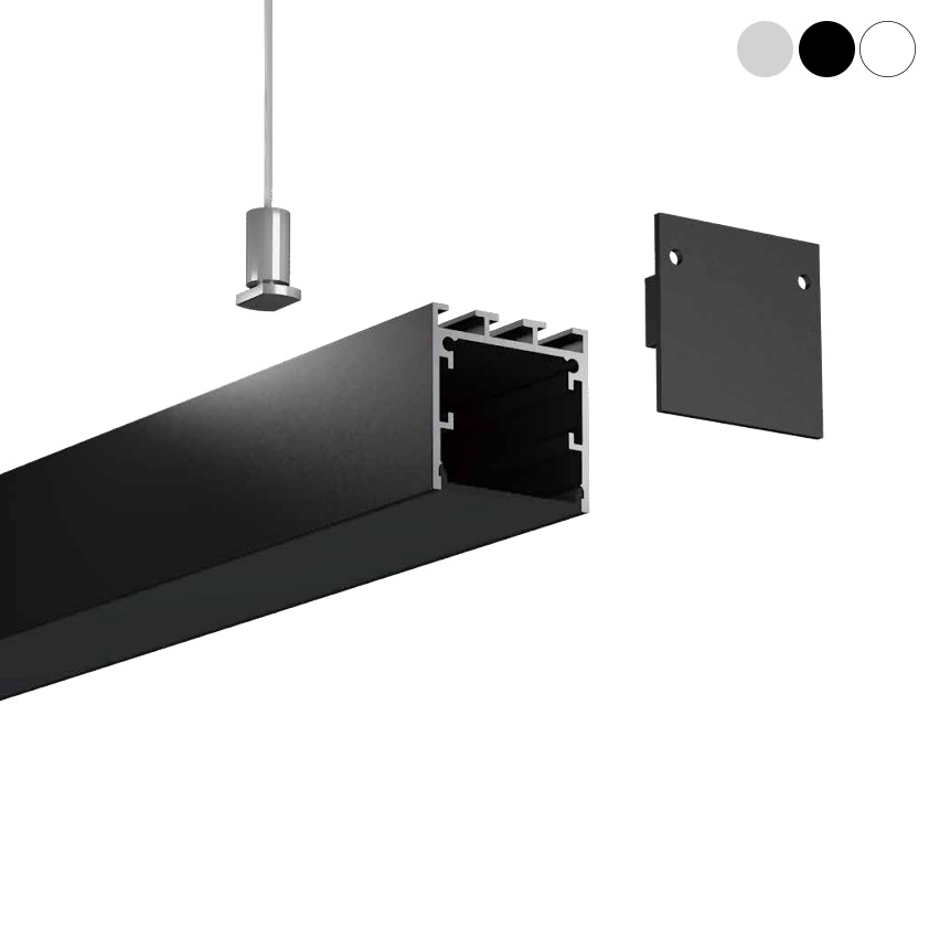 Stropní černý LED kanálový difuzor pro 20mm dvouřadé LED světelné pásy