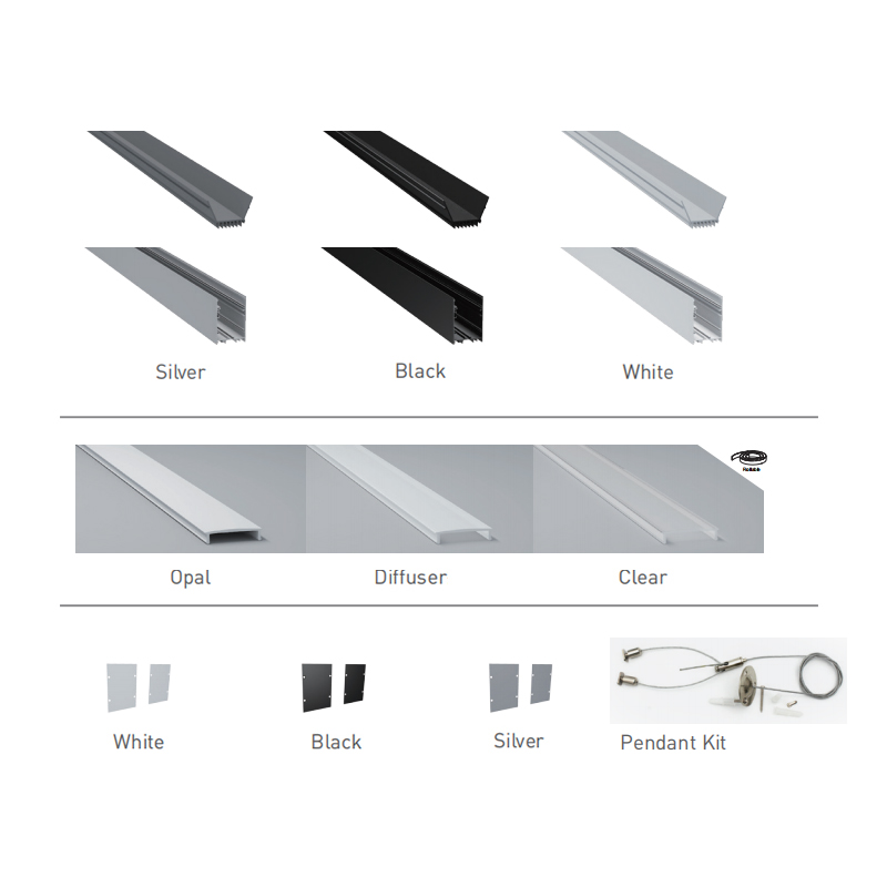 Stropní LED difuzor kanálový hliníkový profil pro 28mm LED páskové světlo Stropní LED difuzor kanálový hliníkový profil pro 28mm LED páskové světlo