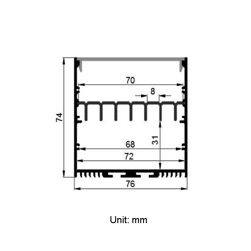Decken-LED-Lichtleiste, Aluminium-Schienenkanal – Innenbreite 70 mm (2.76 Zoll) Decken-LED-Lichtleiste, Aluminium-Schienenkanal – Innenbreite 70 mm (2.76 Zoll)