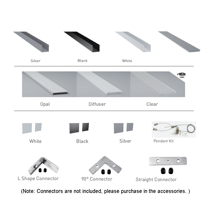 Decken-LED-Lichtleiste, Aluminium-Schienenkanal – Innenbreite 70 mm (2.76 Zoll) Decken-LED-Lichtleiste, Aluminium-Schienenkanal – Innenbreite 70 mm (2.76 Zoll)