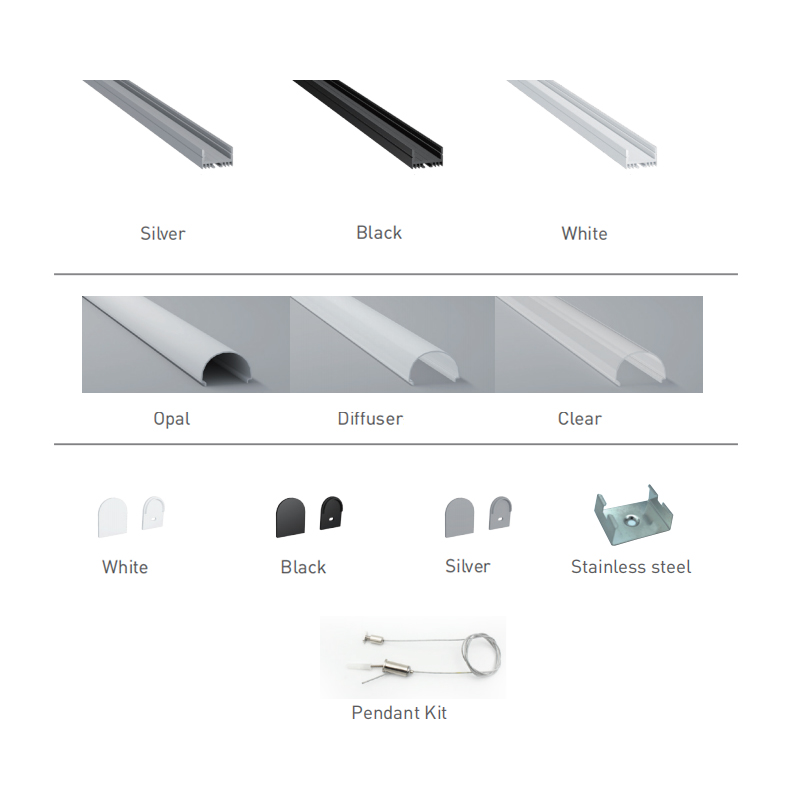 Stropní LED pásek Kanálová závěsná světla pro 20mm dvouřadý LED světelný pás Stropní LED pásek Kanálová závěsná světla pro 20mm dvouřadý LED světelný pás
