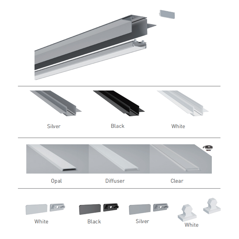 Stropní osvětlení hliníkový LED profil pro 20mm CCT dvouřadé LED lanové světlo