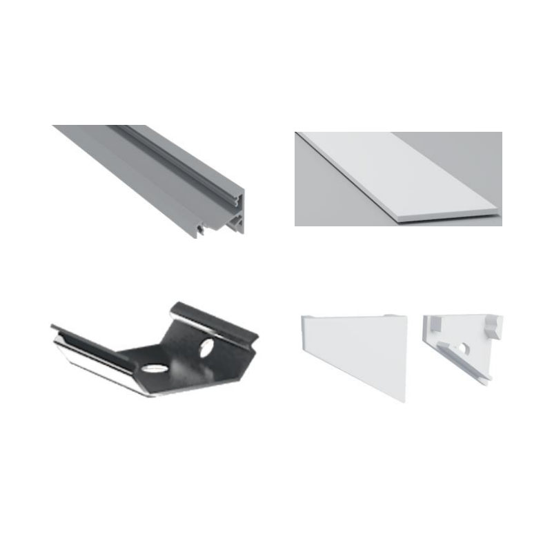 Eck-Aluminium-LED-Lichtdiffusorkanal für 12-mm-LED-Streifenbeleuchtung Eck-Aluminium-LED-Lichtdiffusorkanal für 12-mm-LED-Streifenbeleuchtung