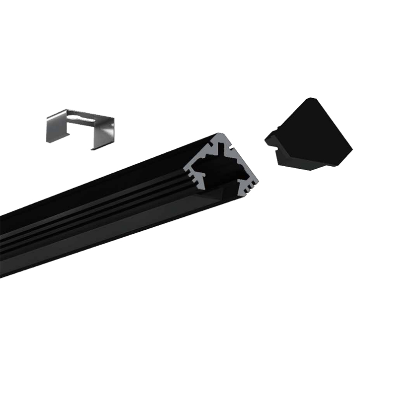 Schwarzer Eck-LED-Aluminiumkanal für 10 mm flexible LED-Streifen