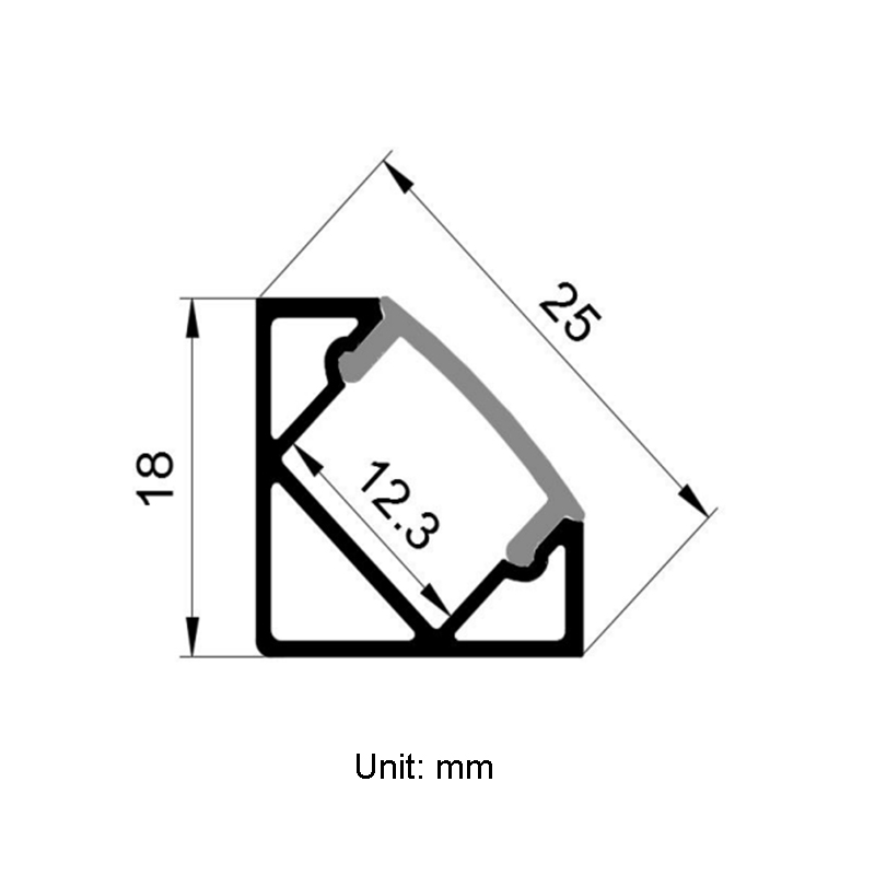 Corner Sharp Channel LED Black Aluminum Profile For 12mm LED Strip Lights