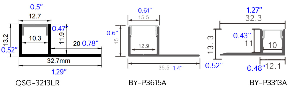 Curved LED Wall Wash Ceiling Edge Trim Size