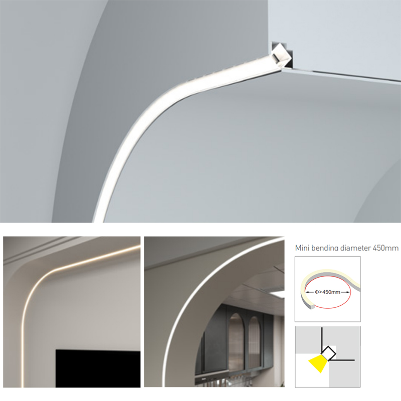 Curved Outside Corner Molding LED Strip Light Track