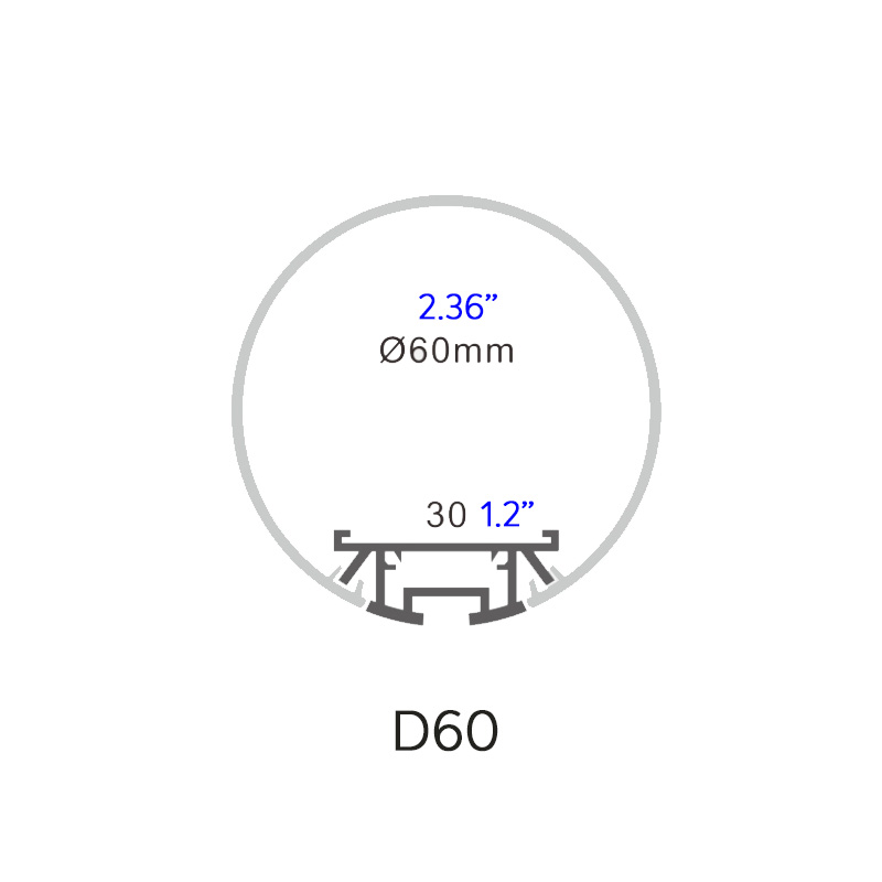D60 großes lineares kreisförmiges Deckenpendelleuchten-LED-Streifenprofil – innen 30 mm D60 großes lineares kreisförmiges Deckenpendelleuchten-LED-Streifenprofil – innen 30 mm