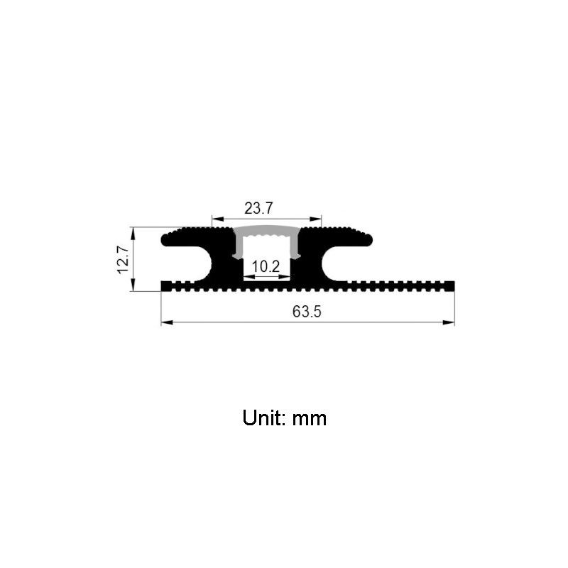 LED-Aluminium-Teppichkanten-Zierprofil für 10-mm-Lichterketten LED-Aluminium-Teppichkanten-Zierprofil für 10-mm-Lichterketten