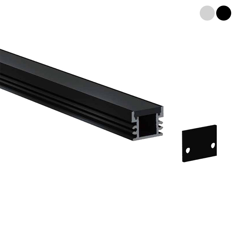 Černý LED hliníkový světelný difuzor podlahový kanál pro 10mm LED světelný pás