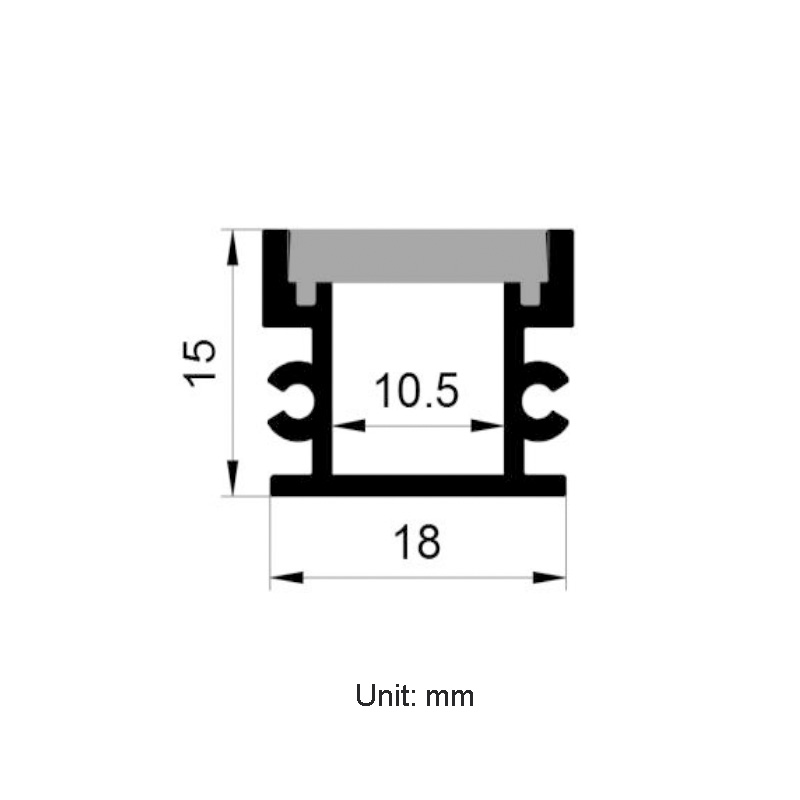 Schwarzer LED-Aluminium-Lichtdiffusor-Bodenkanal für 10 mm LED-Lichtleiste Schwarzer LED-Aluminium-Lichtdiffusor-Bodenkanal für 10 mm LED-Lichtleiste
