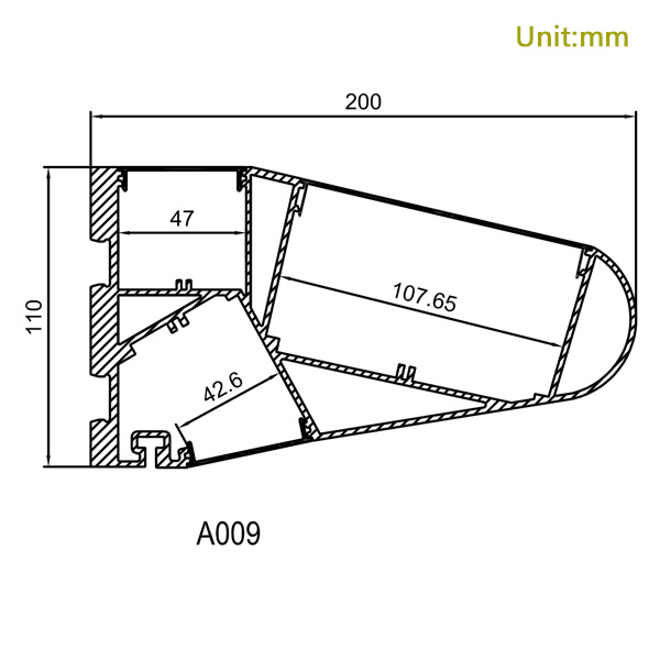 HL-A009 Aluminiumprofil – Innenbreite 47 mm (1.85 Zoll) – eloxierter Extrusionskanal für LED-Streifen HL-A009 Aluminiumprofil – Innenbreite 47 mm (1.85 Zoll) – eloxierter Extrusionskanal für LED-Streifen