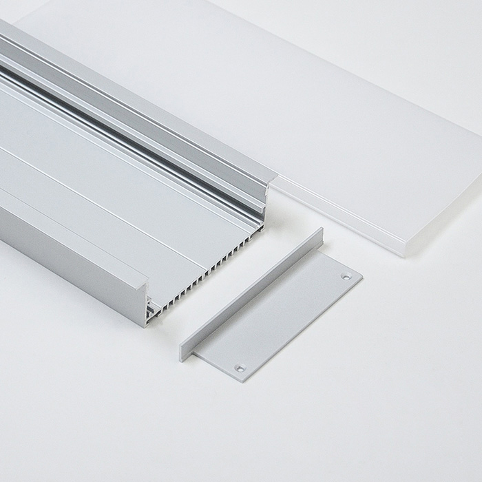 106 mm x 40 mm breites LED-Einbauprofil mit Flansch – 90 mm Lichtlinie 106 mm x 40 mm breites LED-Einbauprofil mit Flansch – 90 mm Lichtlinie