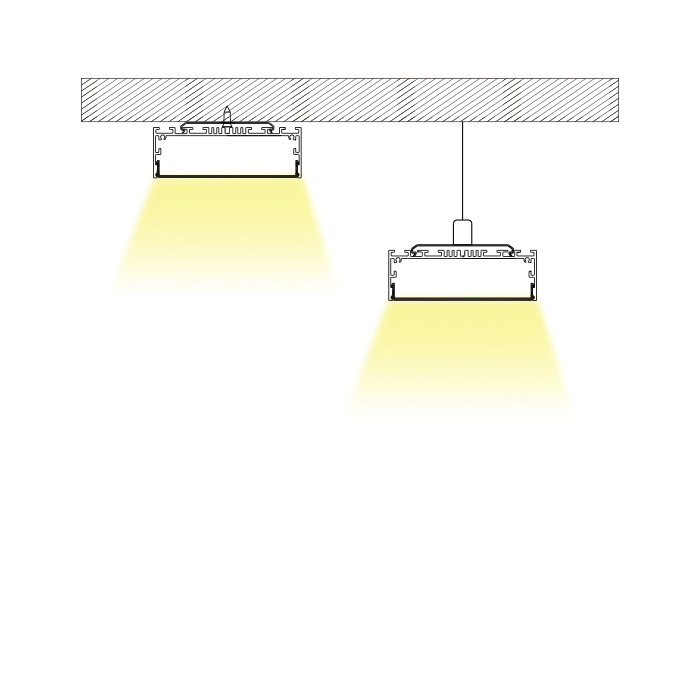 Large Suspended Linear Flat Pendant Light LED Channel Installation