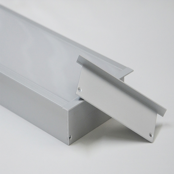 116mmx40mm zapuštěný 100mm široký LED páskový kanál s přírubou 116mmx40mm zapuštěný 100mm široký LED páskový kanál s přírubou