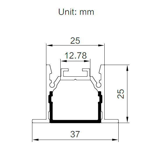 HL-A054 Aluminiumprofil – Innenbreite 12 mm (0.47 Zoll) – eloxierter Extrusionskanal für LED-Streifen HL-A054 Aluminiumprofil – Innenbreite 12 mm (0.47 Zoll) – eloxierter Extrusionskanal für LED-Streifen