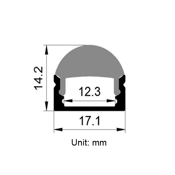 LED-Diffusorkanal-Aluminiumprofil mit 45°-Linse für 12 mm breite LED-Streifenbeleuchtung LED-Diffusorkanal-Aluminiumprofil mit 45°-Linse für 12 mm breite LED-Streifenbeleuchtung